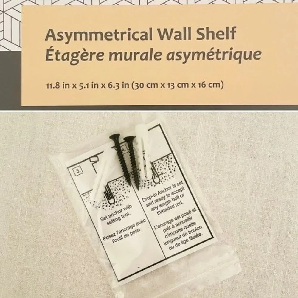 Short Stories Asymmetrical Wall Shelf w/Hardware to Hang Wood Floating